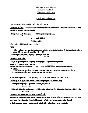 Đề ôn thi vào Lớp 10 THPT môn Vật lý - Năm học 2017-2018